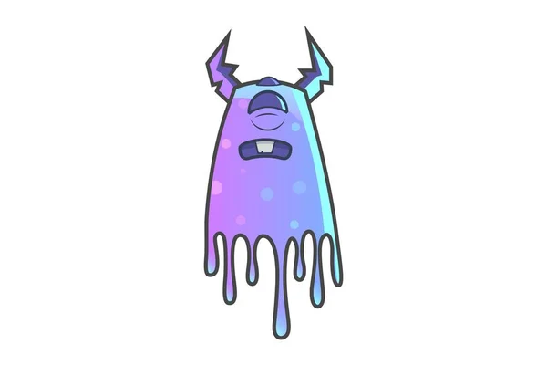 Ilustración Dibujos Animados Vectorial Monstruo Púrpura Lindo Está Molesto Aislado — Vector de stock