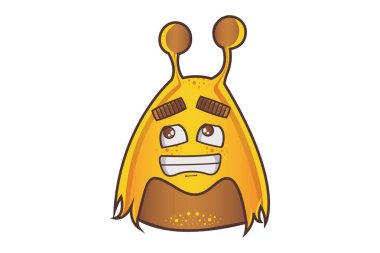 Vektör karikatür örnek sarı canavar sırıtarak. Beyaz arka plan üzerinde izole.