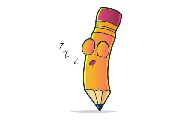 ベクトル漫画イラストのかわいい鉛筆睡眠します 白い背景に分離 — ストックベクタ