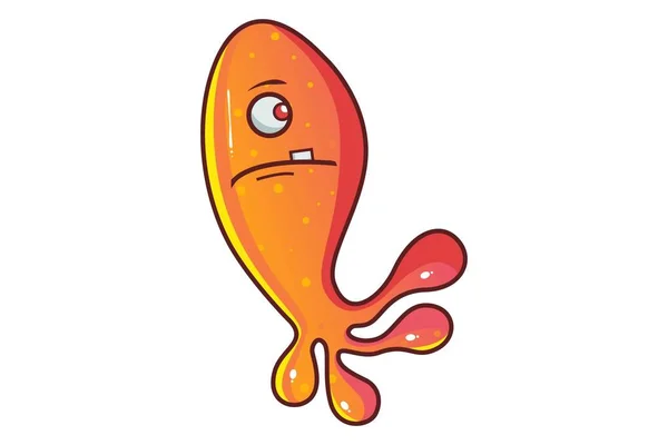 Vector Ilustración Dibujos Animados Peces Naranja Lindo Triste Aislado Sobre — Vector de stock