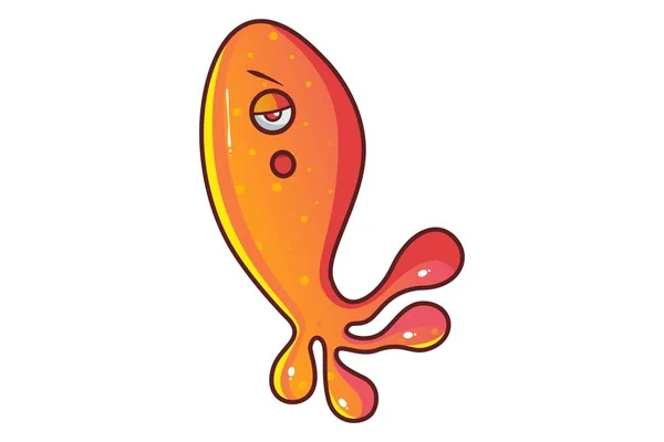 Пробуется Векторная Карикатура Милую Оранжевую Рыбу Изолированный Белом Фоне — стоковый вектор