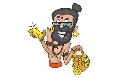 Şirin veri baba altın aksesuarlar ile vektör karikatür çizim. Beyaz arka plan üzerinde izole.
