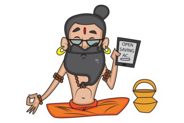 Vektör karikatür çizim telefonunda hesabı açık gösterilen sevimli veri baba. Beyaz arka plan üzerinde izole.