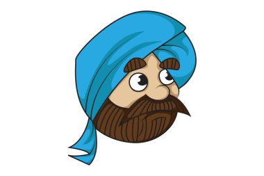 Vektör karikatür çizim şirin sardar ji hayret. Beyaz arka plan üzerinde izole.
