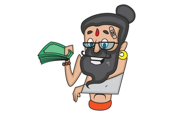 Desenho Animado Vetor Ilustração Baba Dados Bonito Ferido Com Dinheiro —  Vetores de Stock