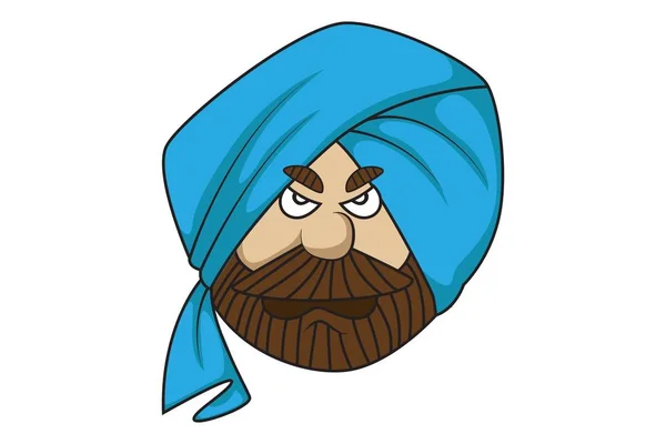 Ilustración Dibujos Animados Vectorial Lindo Sardar Molesto Aislado Sobre Fondo — Archivo Imágenes Vectoriales