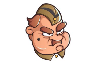 Vektör karikatür çizim polis kızgın. Beyaz arka plan üzerinde izole.