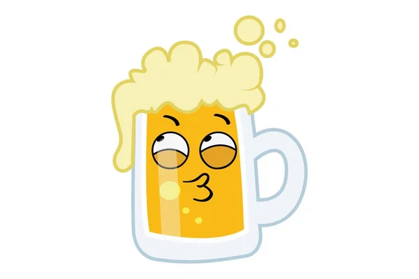 Illustrazione Del Cartone Animato Vettoriale Beer Cup Thinking Isolato Sfondo — Vettoriale Stock