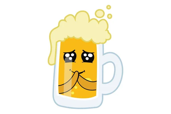 Διάνυσμα Καρτούν Εικονογράφηση Κύπελλο Μπύρας Αίσθημα Χαριτωμένο Απομονωμένα Λευκό Φόντο — Διανυσματικό Αρχείο