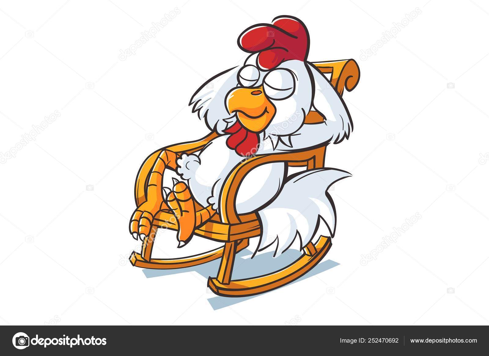 Vector Cartoon Illustration Cute Rooster Isolated White Background