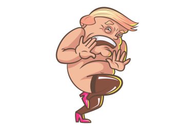 Vektör karikatür çizim şirin trump korkuttu. Beyaz arka plan üzerinde izole.