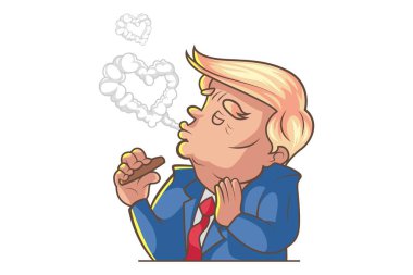 Vektör karikatür çizim şirin trump yasaktır. Beyaz arka plan üzerinde izole.