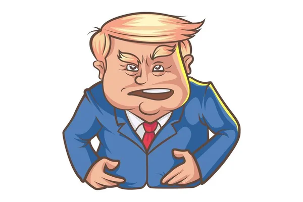 Vektör Karikatür Çizim Şirin Trump Kızgın Beyaz Arka Plan Üzerinde — Stok Vektör