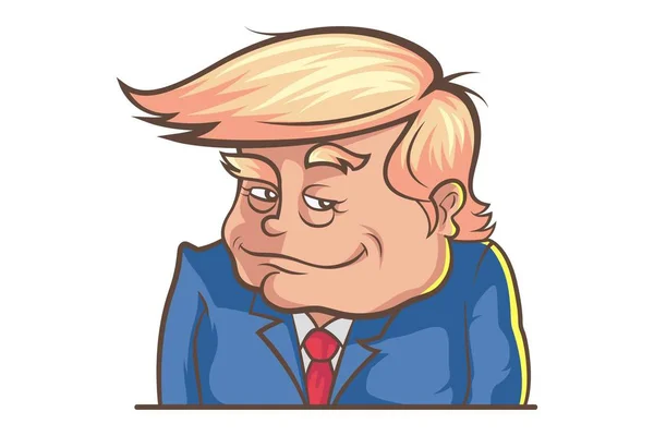 Vector Cartoon Illustration Cute Trump Happy Isolated White Background — Stock Vector