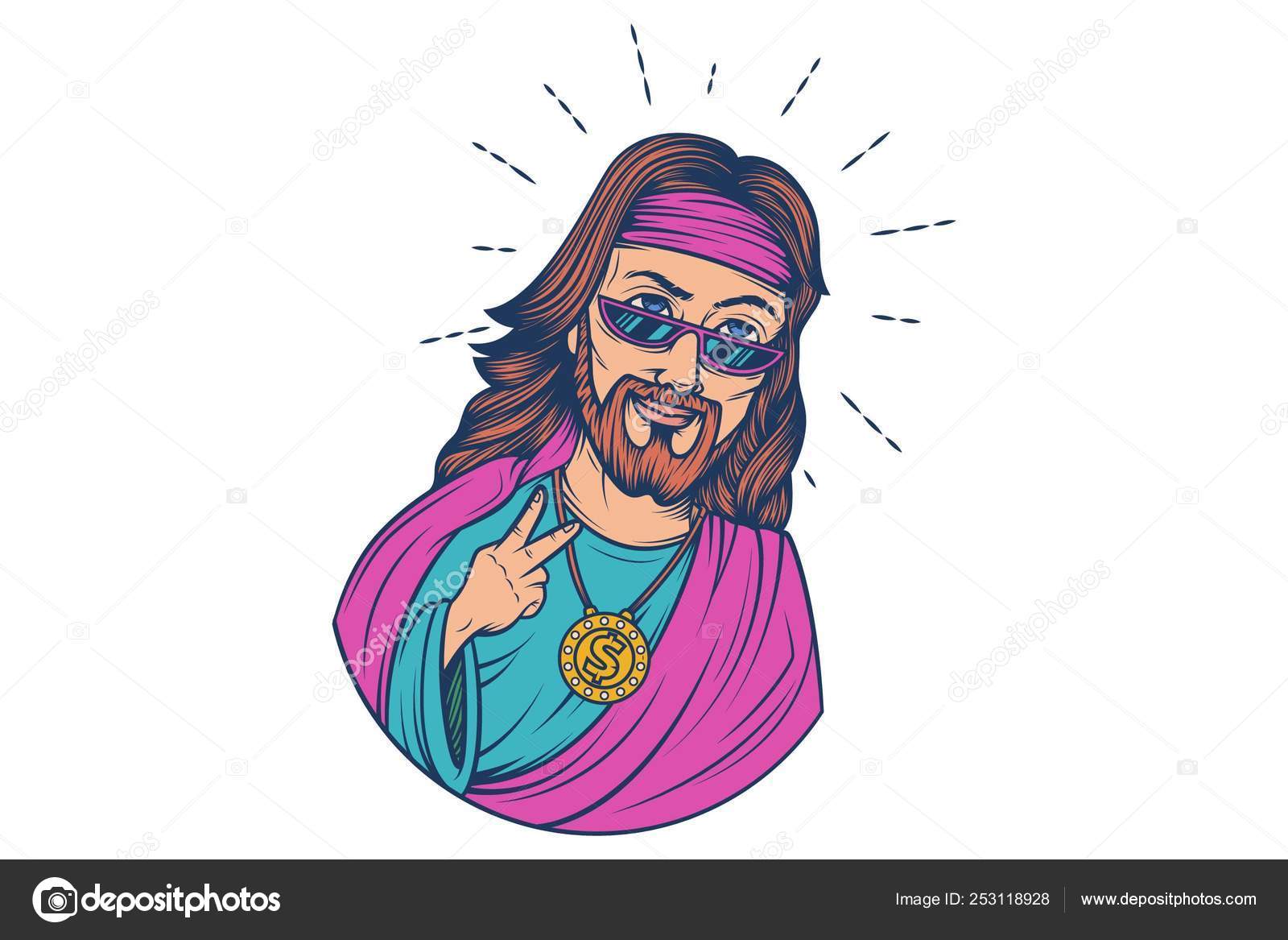 Illustration Dessin Animé Vecteur Jésus Dans Butin Isolé Sur