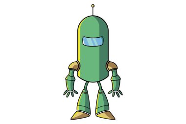 Yeşil robot vektör karikatür Illustration. Beyaz arka planda yalıtılmış.