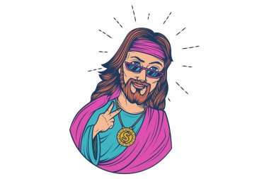Swag içinde ISA vektör karikatür Illustration. Beyaz arka planda yalıtılmış.