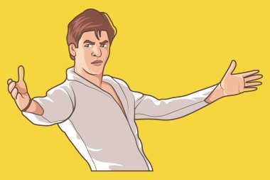 Shahrukh Khan vektör karikatür Illustration. Beyaz arka planda yalıtılmış.