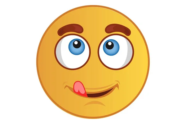 Illustrazione Del Cartone Animato Vettoriale Carino Smiley Emoji Sta Mostrando — Vettoriale Stock