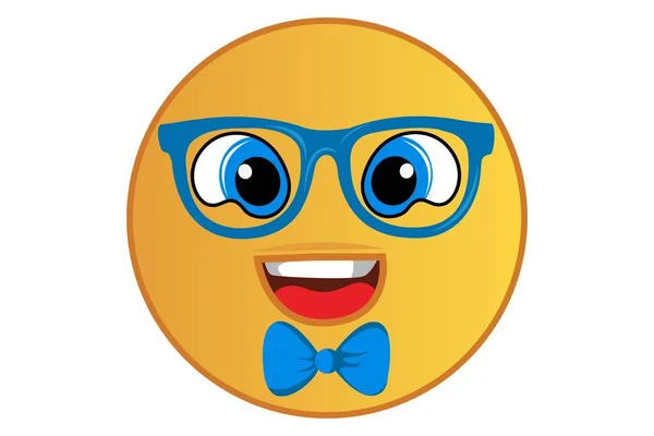 Vektor Cartoon Illustration Des Niedlichen Smiley Emojis Trägt Brille Und — Stockvektor