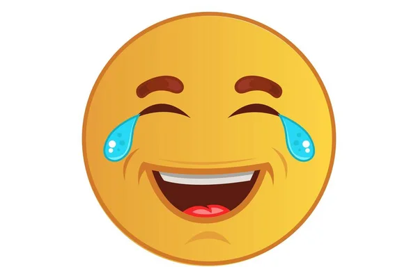 Ilustrasi Kartun Vektor Emoji Tersenyum Lucu Tertawa Terisolasi Pada Latar - Stok Vektor