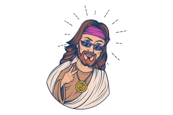 Vektor Tecknad Illustration Jesus Isolerad Vit Bakgrund — Stock vektor