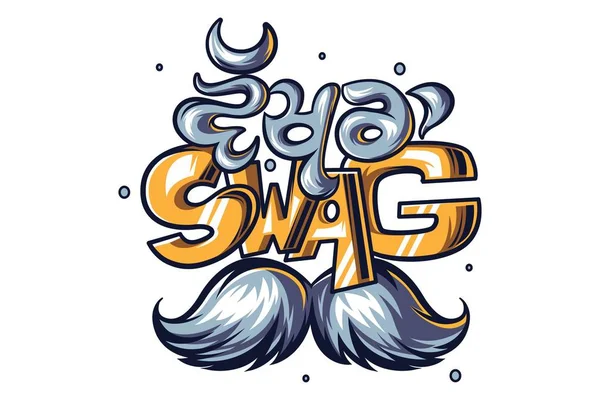 Punjabi tasarım vektör karikatür Illustration-Wakhra Swag. Beyaz arka planda yalıtılmış.