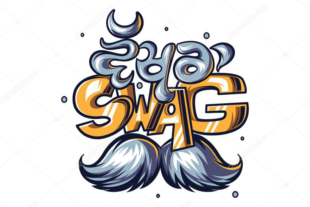 Vector cartoon illustration of punjabi design- Wakhra Swag. Isolated on white background.