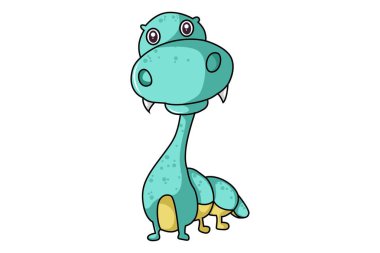 Sevimli dinozor vektör karikatür çizim. Beyaz arka plan üzerinde izole.