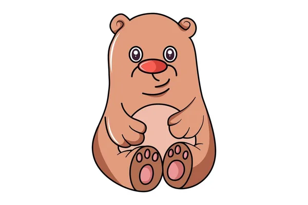 Illustration Vectorielle Dessin Animé Ours Peluche Brun Mignon Isolé Sur — Image vectorielle