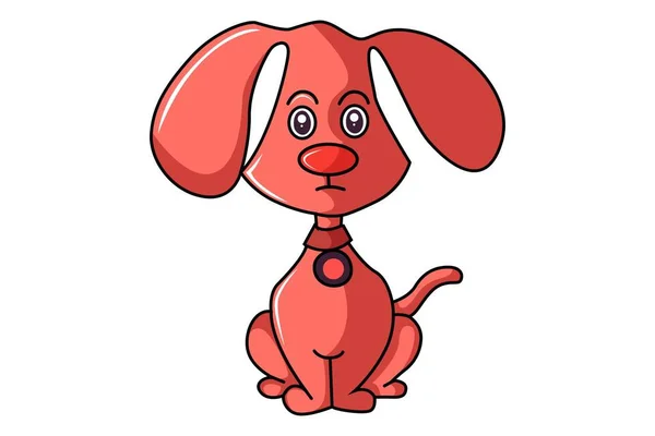 Illustration Vectorielle Dessin Animé Chien Rouge Mignon Isolé Sur Fond — Image vectorielle