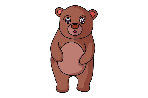 Vector Cartoon Illustration Cute Teddy Bear Isolated White Background — Stock Vector