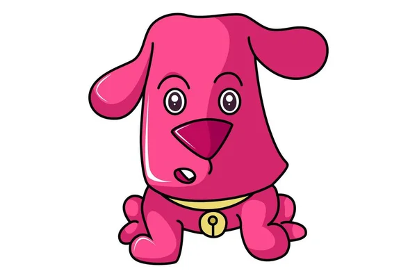 Desenho Animado Vetor Ilustração Cão Rosa Bonito Isolado Sobre Fundo — Vetor de Stock