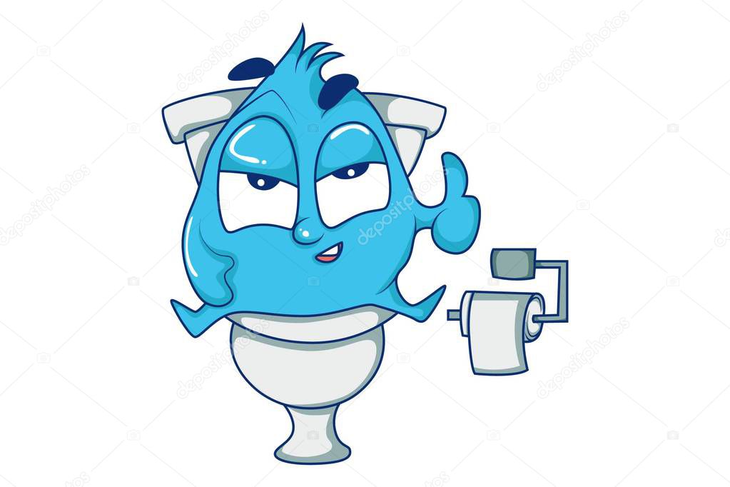 Vector cartoon illustration of cute blue monster. Isolated on white background.