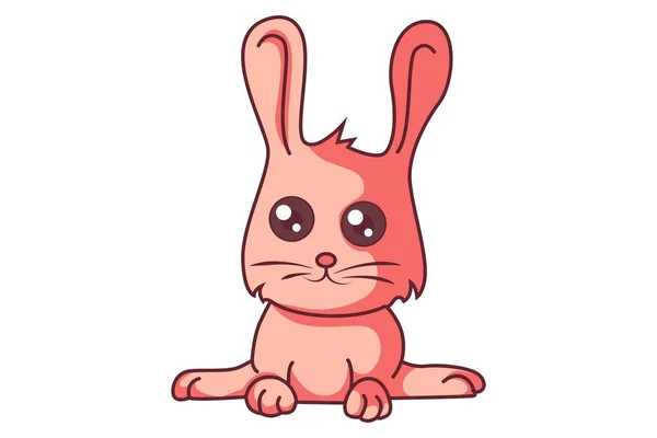 Vector Cartoon Illustration Cute Rabbit Isolated White Background — Stock Vector