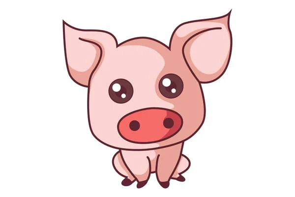 Illustration Vectorielle Dessin Animé Cochon Mignon Isolé Sur Fond Blanc — Image vectorielle