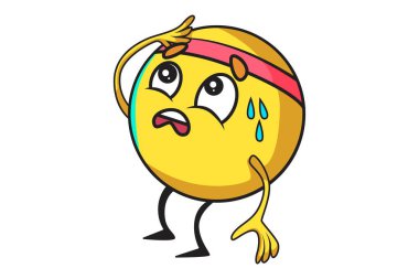 Vektör karikatür Illustration sevimli top emoji denedi. Beyaz arka planda yalıtılmış.