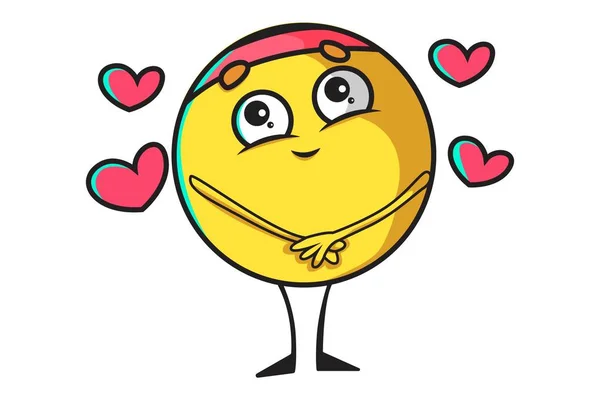Illustrazione Del Cartone Animato Vettoriale Simpatica Emoji Palla Sentirsi Amati — Vettoriale Stock