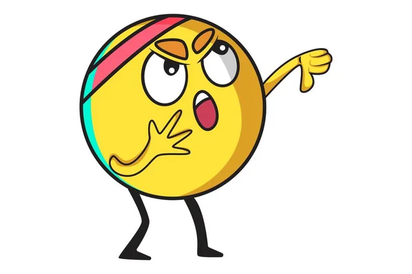 Vector Cartoon Illustratie Van Cute Ball Emoji Toont Thumbs Naar — Stockvector