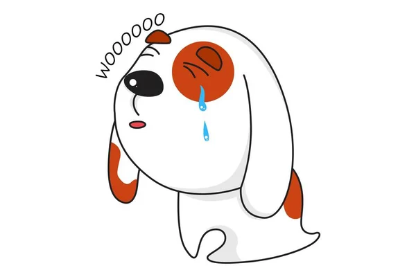 泣いているかわいい犬のベクトル漫画のイラスト 白の背景に分離 — ストックベクタ