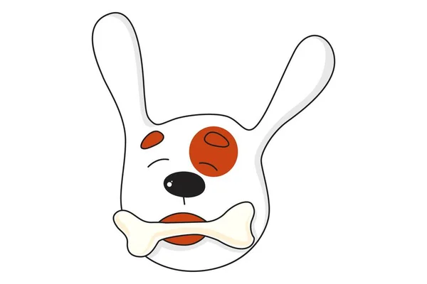 骨を持つかわいい犬のベクトル漫画のイラスト 白の背景に分離 — ストックベクタ