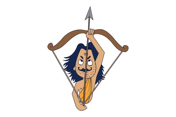 Kreskówka Wektor Ilustracja Arjuna Mahabharaty Białym Tle — Wektor stockowy