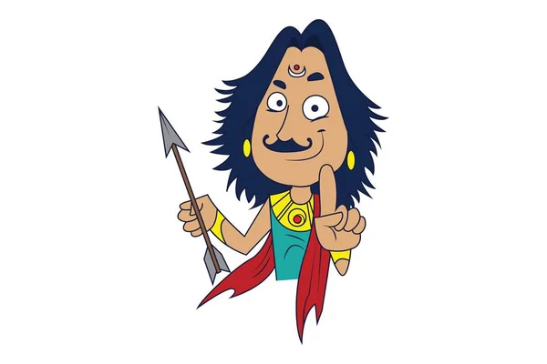 Dibujos Animados Vectoriales Ilustración Señor Arjuna Está Sosteniendo Flecha Mano — Vector de stock