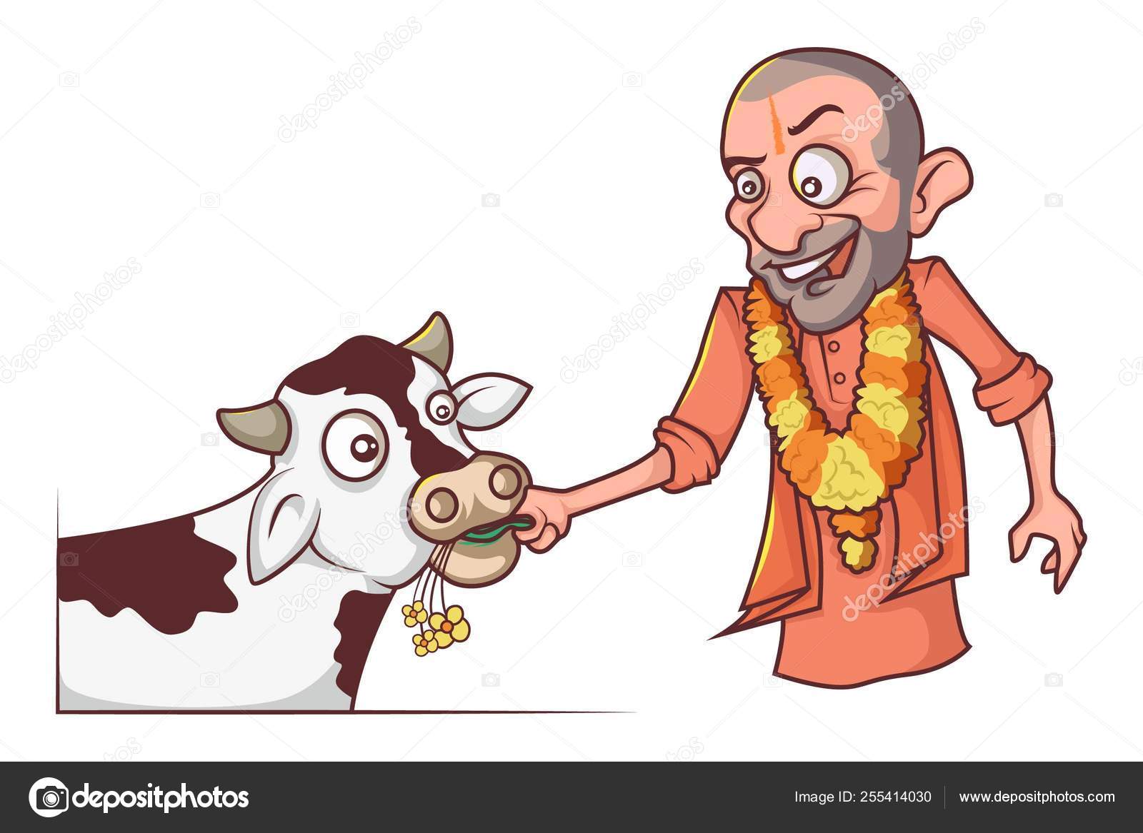 Vector Cartoon Illustration Yogi Adityanath Cow Isolated White Background  Stock Vector Image by ©F1Digitals #255414030