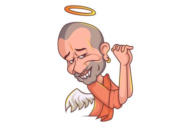Wings ile Yogi Adıyanath vektör karikatür Illustration. Beyaz arka planda yalıtılmış.