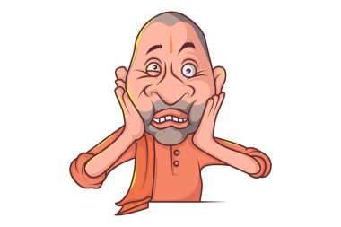 Yogi Adıyanath vektör karikatür Illustration şaşırdı. Beyaz arka planda yalıtılmış.
