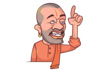 Yogi Adıyanath vektör karikatür Illustration mutlu. Beyaz arka planda yalıtılmış.