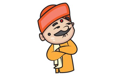 Vektör karikatür Illustration sevimli Pandit yüz yapma. Beyaz arka planda yalıtılmış.