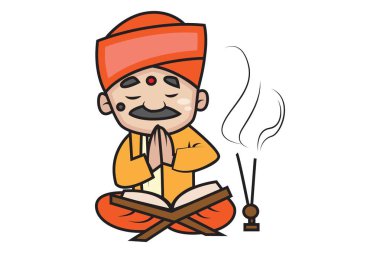 Sevimli Pandit dua vektör karikatür Illustration. Beyaz arka planda yalıtılmış.