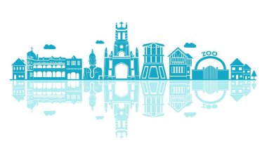 Vektör karikatür Shimla Skyline Illustration. Beyaz arka planda yalıtılmış.